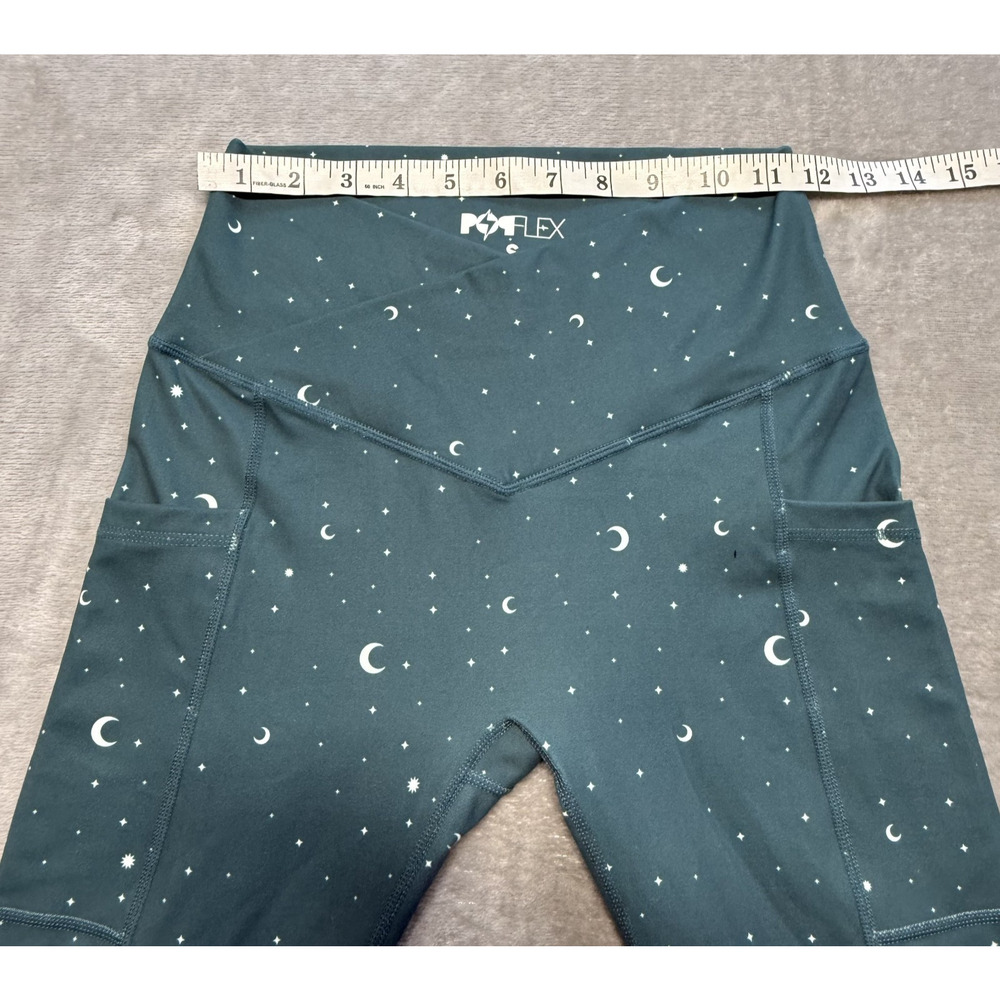 POPFLEX Leggings Women Celestial Green High Rise Pockets Moon Star Yoga Athletic - Picture 7 of 9